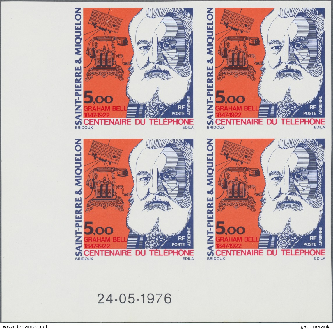 St. Pierre Und Miquelon: 1976, Centenary Of Telephone 5.00fr. Graham Bell (with Old Telephone And Mo - Sonstige & Ohne Zuordnung