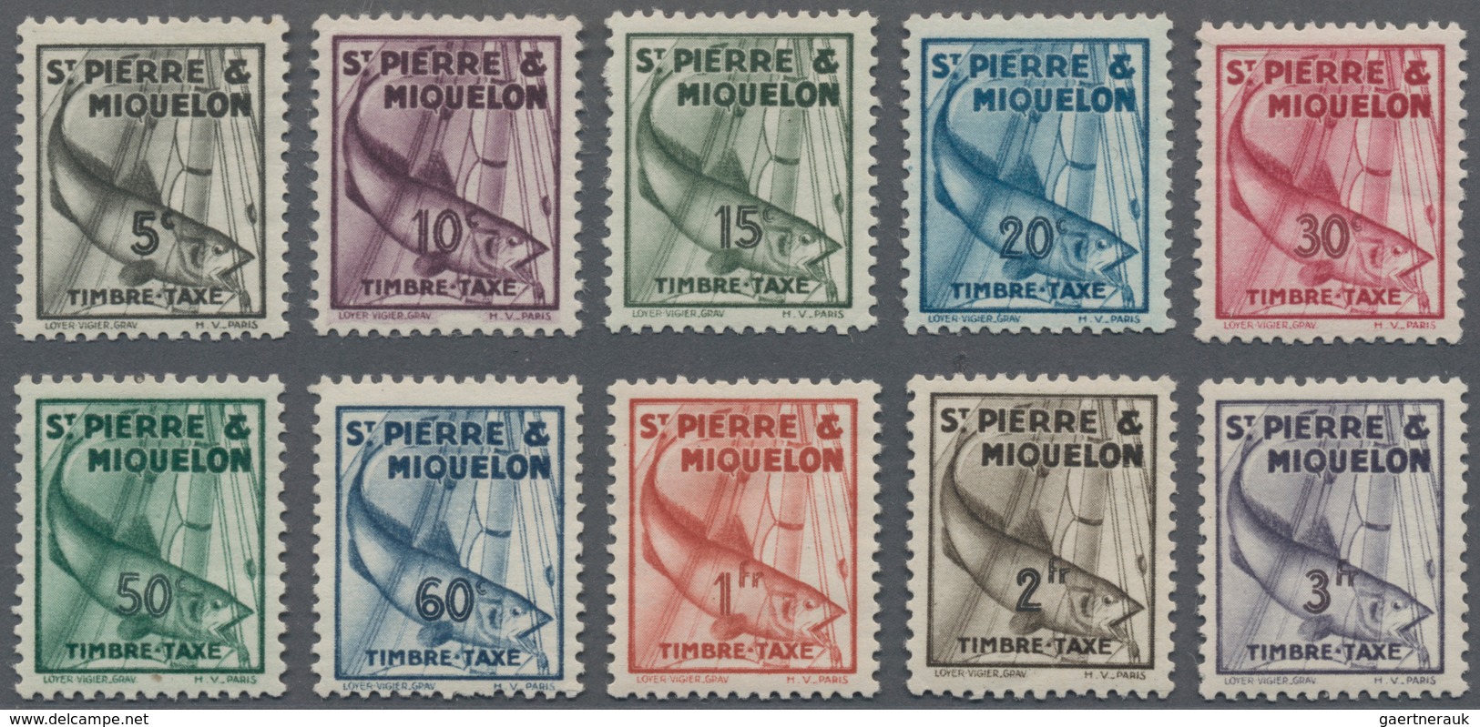 St. Pierre Und Miquelon - Portomarken: 1938/1942, Lot Of Three Mint Issues: Maury Nos. 32/41, 42/51, - Postage Due