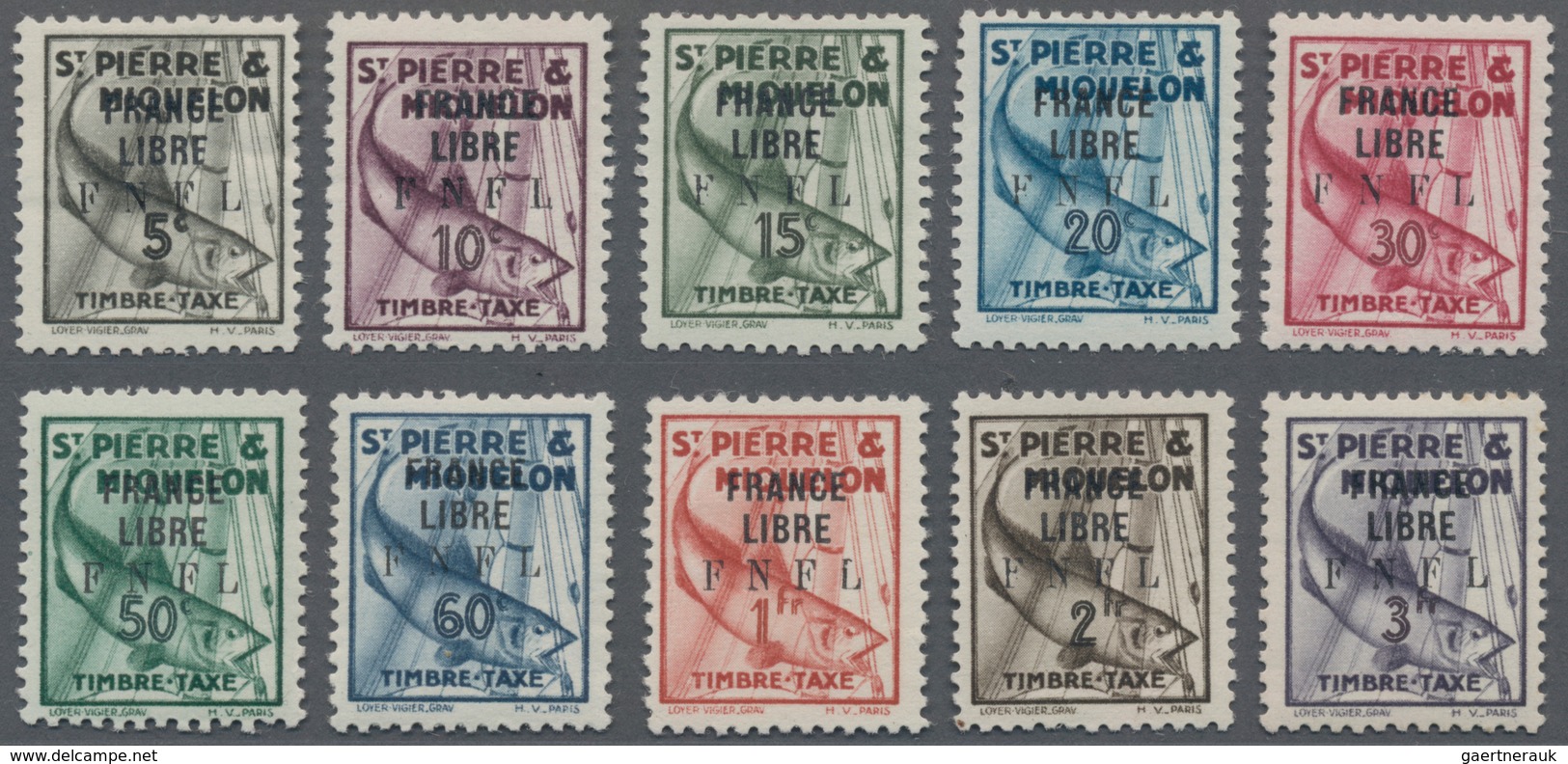 St. Pierre Und Miquelon - Portomarken: 1938/1942, Lot Of Three Mint Issues: Maury Nos. 32/41, 42/51, - Impuestos