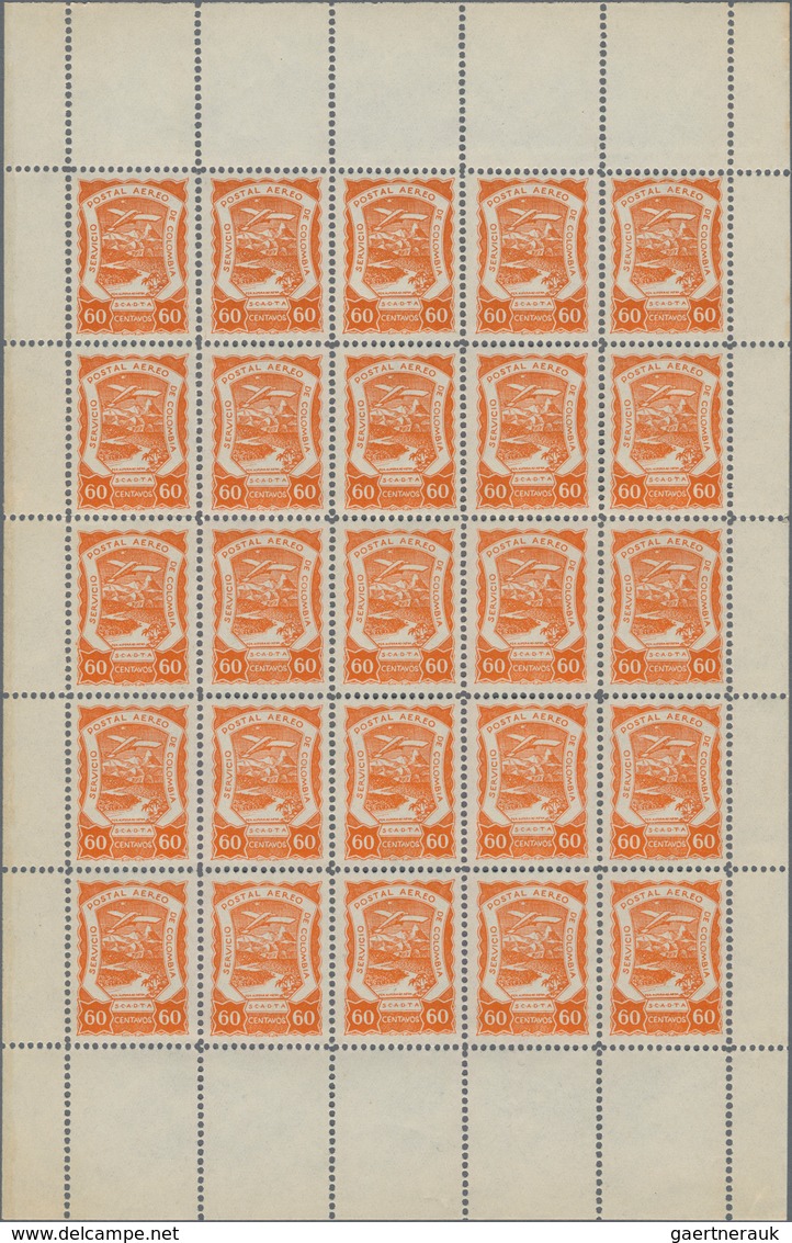 SCADTA - Ausgaben Für Kolumbien: 1921/1928, Lot Of Five Folded Sheets: Michel Nos. 13 A, 16, 35, 36, - Colombia