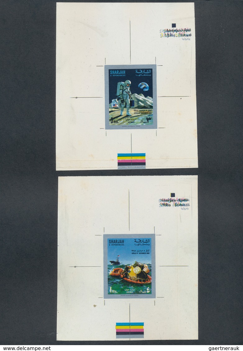 Schardscha / Sharjah: 1969/1972, specialised assortment incl. proofs, imperfs., varieties, covers, t