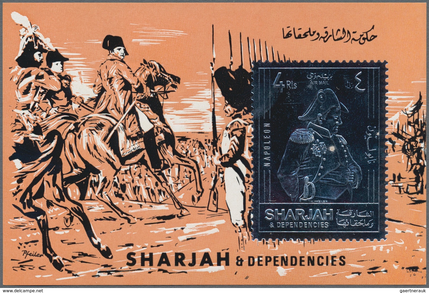 Schardscha / Sharjah: 1970, 4r. Napoleon Silver Souvenir Sheet, 287 Pieces MNH. This Issue Is Not Li - Sharjah