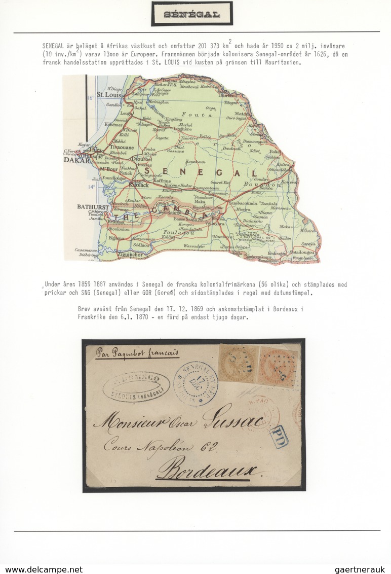 Senegal: 1870/1946, Comprehensive Collection On Written Up Album Pages From A 1870 Cover Bearing 10c - Sonstige & Ohne Zuordnung
