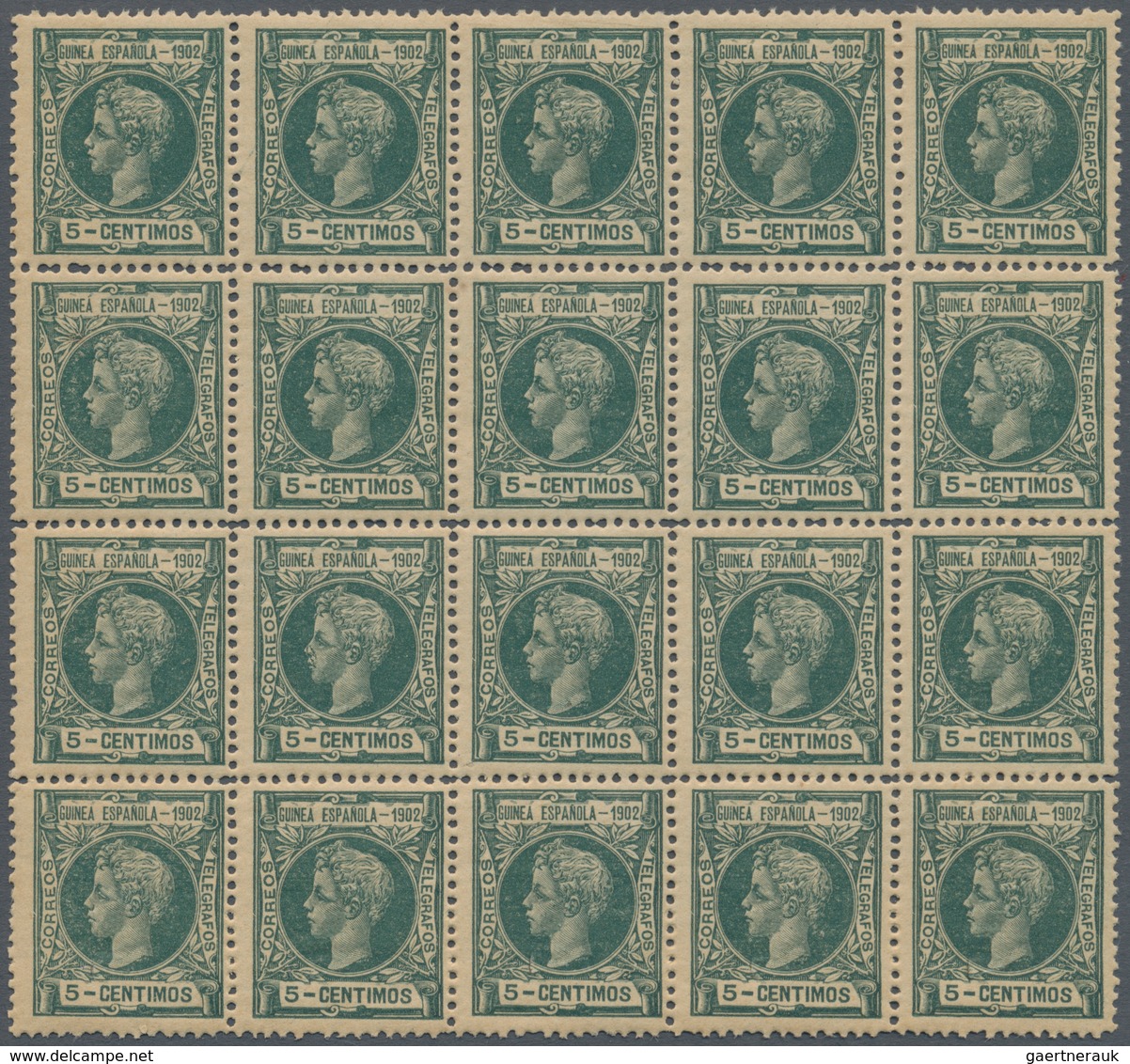 Spanisch-Guinea: 1902, King Alfonso XIII. To The Right 5c. Dark-green In An INVESTMENT Or STUDY LOT - Spanish Guinea