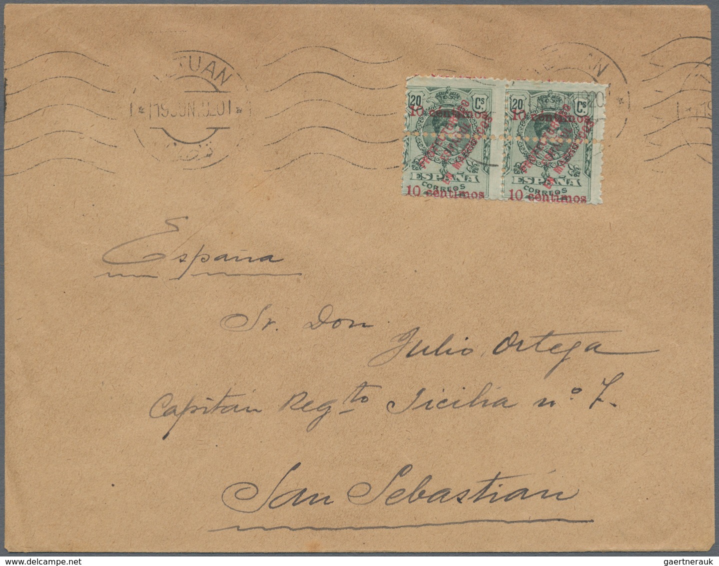 Spanisch-Marokko: 1920, 6 Envelopes Cancelled TETUAN, All Franked With Bisected Stamps Addressed To - Spanisch-Marokko