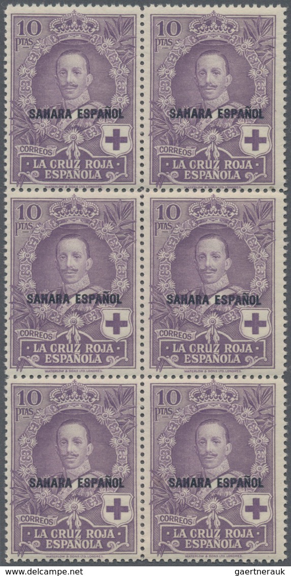 Spanisch-Sahara: 1926, Red Cross – Royal Family 10pta. Violet With Black Opt. ‚SAHARA ESPANOL‘ In A - Sahara Español