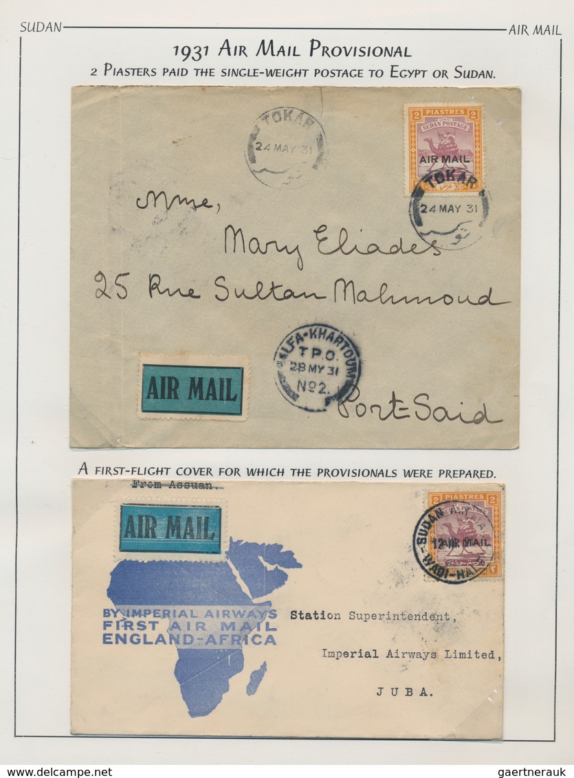 Sudan: 1931/1950, Group Of 10 Airmail Covers, Comprising 2 Pia Airmail Stamp (SG 49) On Ffc Wadi Hal - Sudan (1954-...)