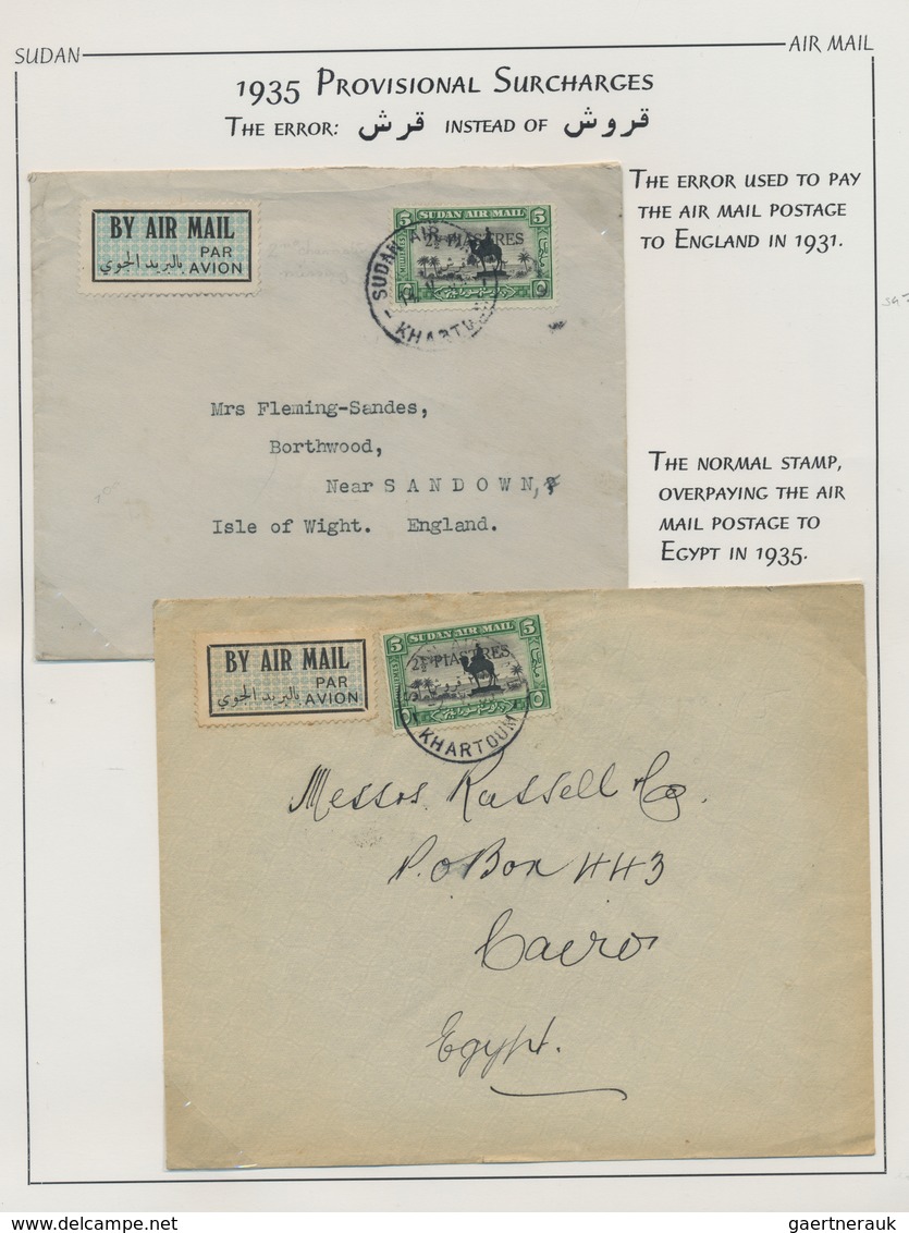 Sudan: 1931/1950, Group Of 10 Airmail Covers, Comprising 2 Pia Airmail Stamp (SG 49) On Ffc Wadi Hal - Sudan (1954-...)