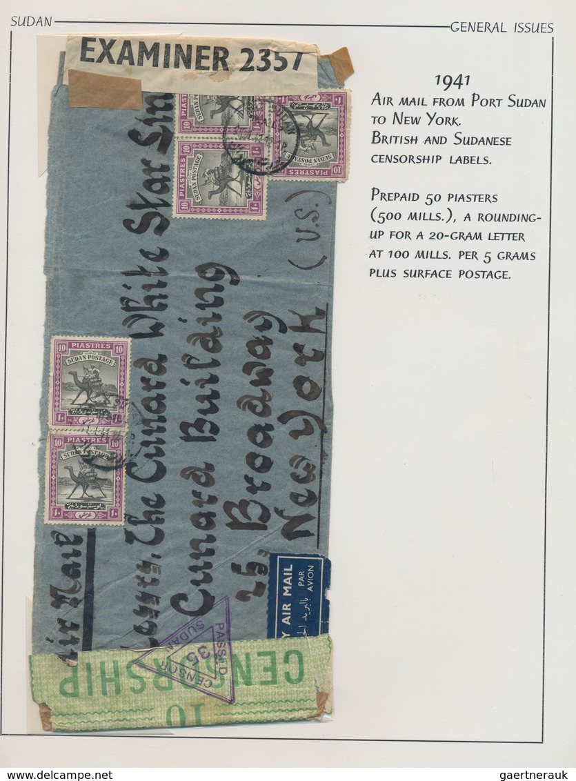 Sudan: 1931/1950, Group Of 10 Airmail Covers, Comprising 2 Pia Airmail Stamp (SG 49) On Ffc Wadi Hal - Sudan (1954-...)