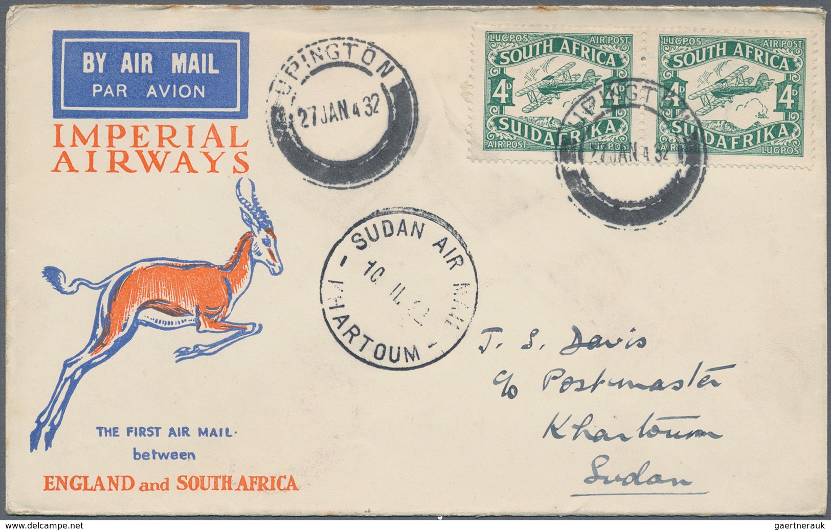 Südafrika: 1932, IMPERIAL AIRWAYS: FIRST AIRMAIL Between England And Southafrica. 37 First Flight Co - Storia Postale