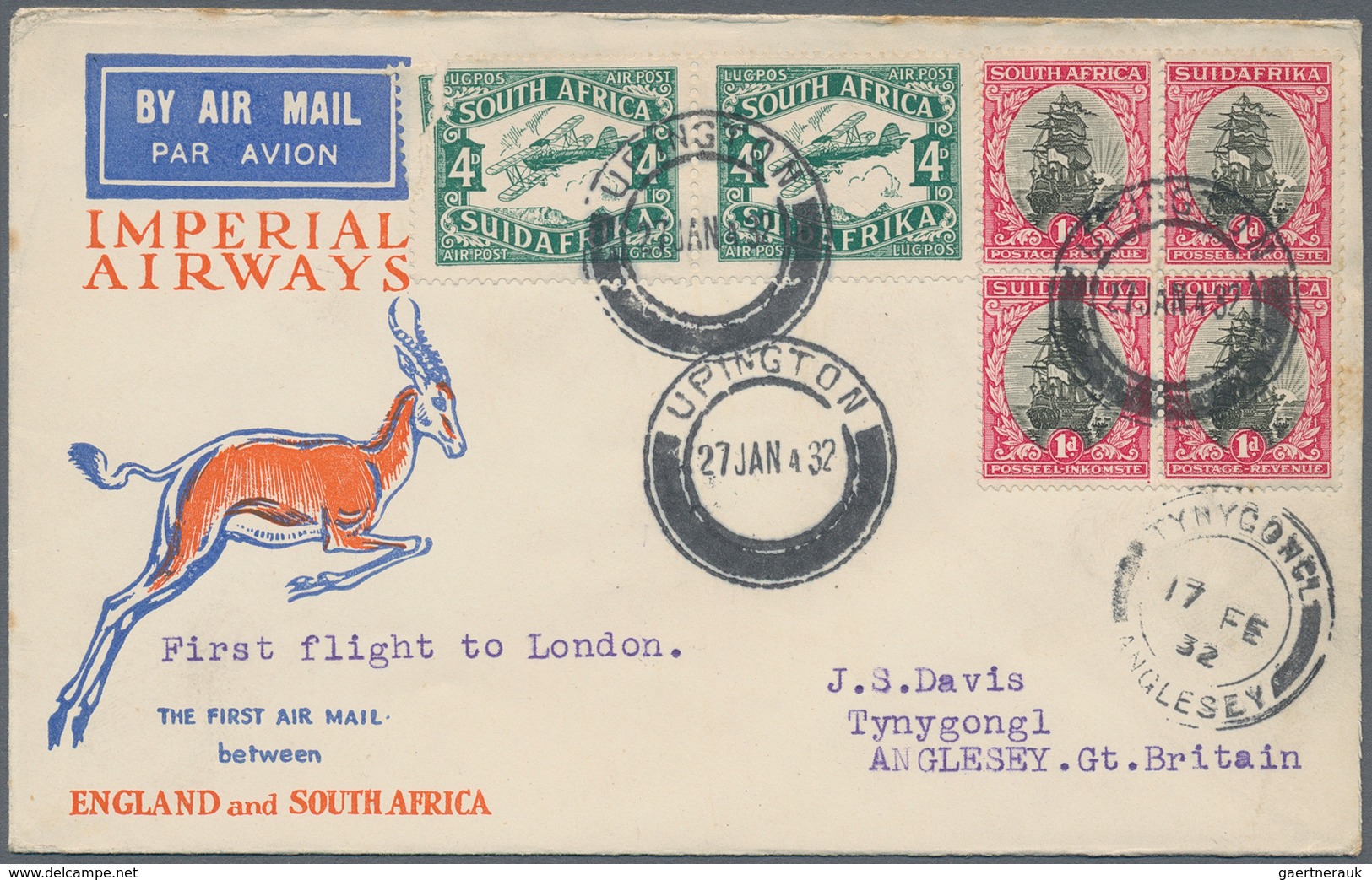 Südafrika: 1932, IMPERIAL AIRWAYS: FIRST AIRMAIL Between England And Southafrica. 37 First Flight Co - Storia Postale