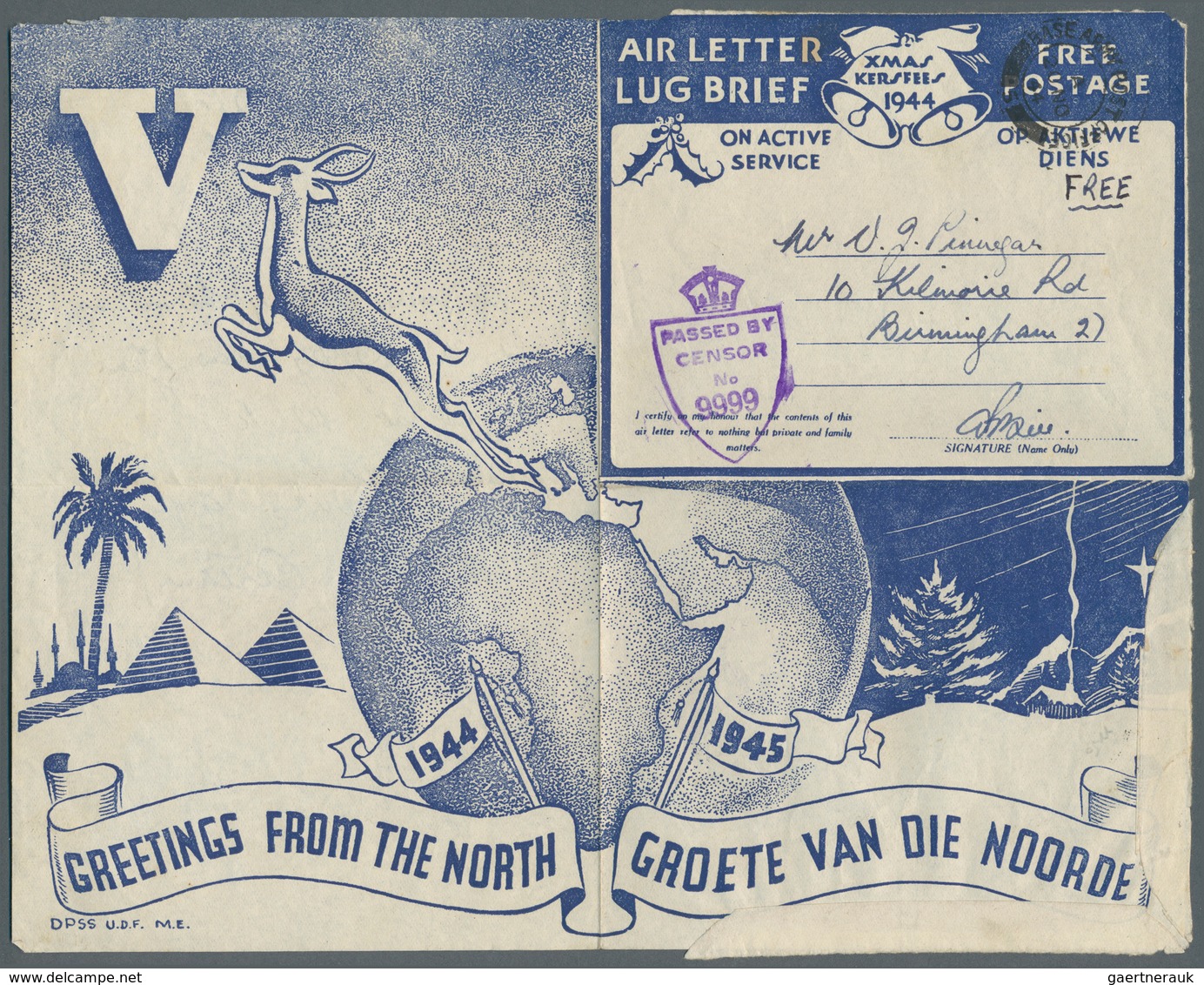 Südafrika: 1941-45 Aerogrammes: Group Of 16 WWII Air Letters, 15 Used And Censored, One Unused, With - Briefe U. Dokumente