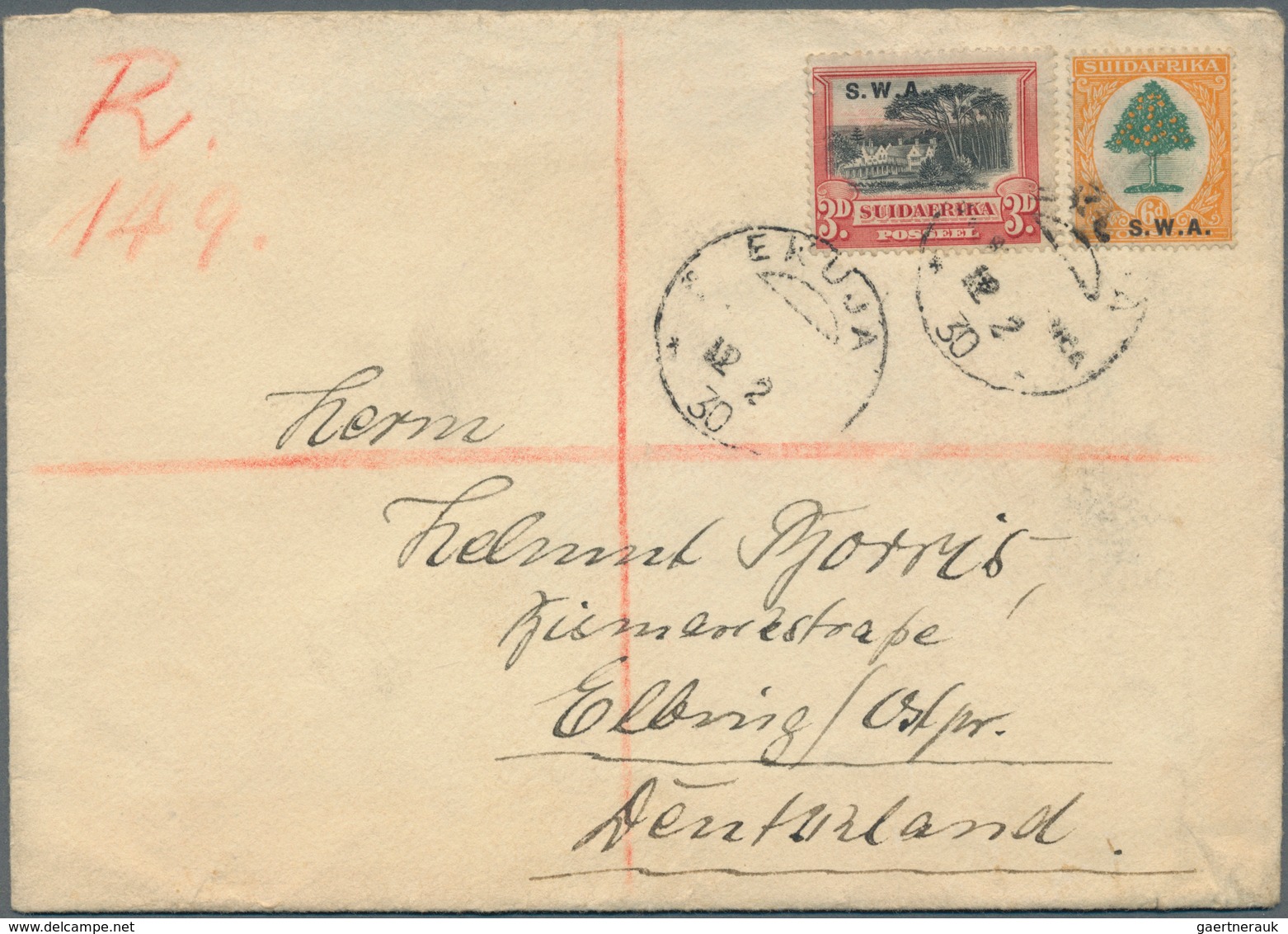 Südwestafrika: 1923/1950 (ca.), Accumulation With About 60 Covers Incl. Registered And Airmails, A F - Südwestafrika (1923-1990)