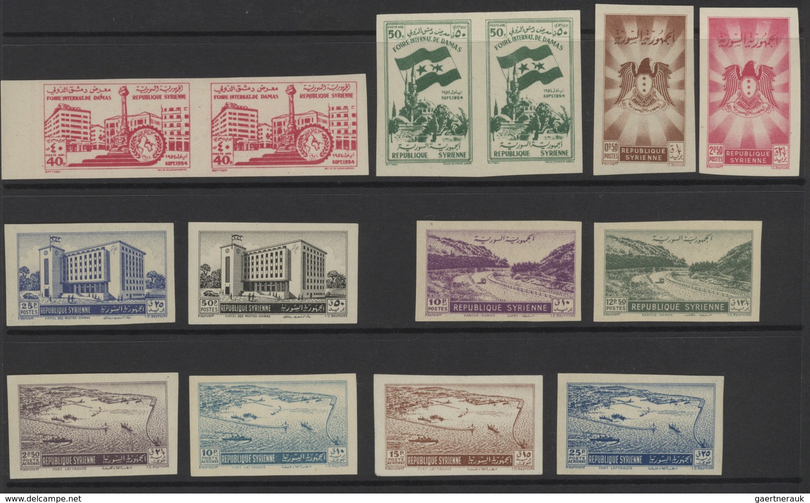 Syrien: 1919-1980, Album Containing Imperf Pairs And Proofs, Early Issues With Handstamped Overprint - Siria
