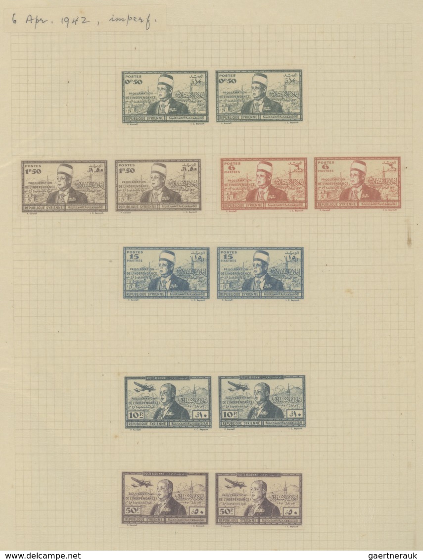 Syrien: 1920-50, Collection on old album leaves starting early french overprinted issues, few sheets
