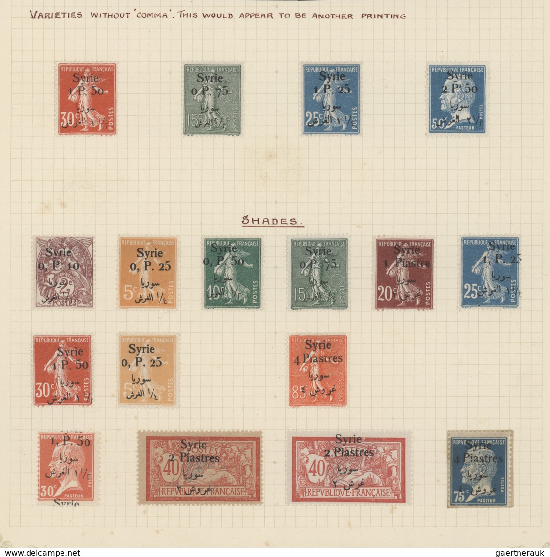 Syrien: 1920-50, Collection on old album leaves starting early french overprinted issues, few sheets