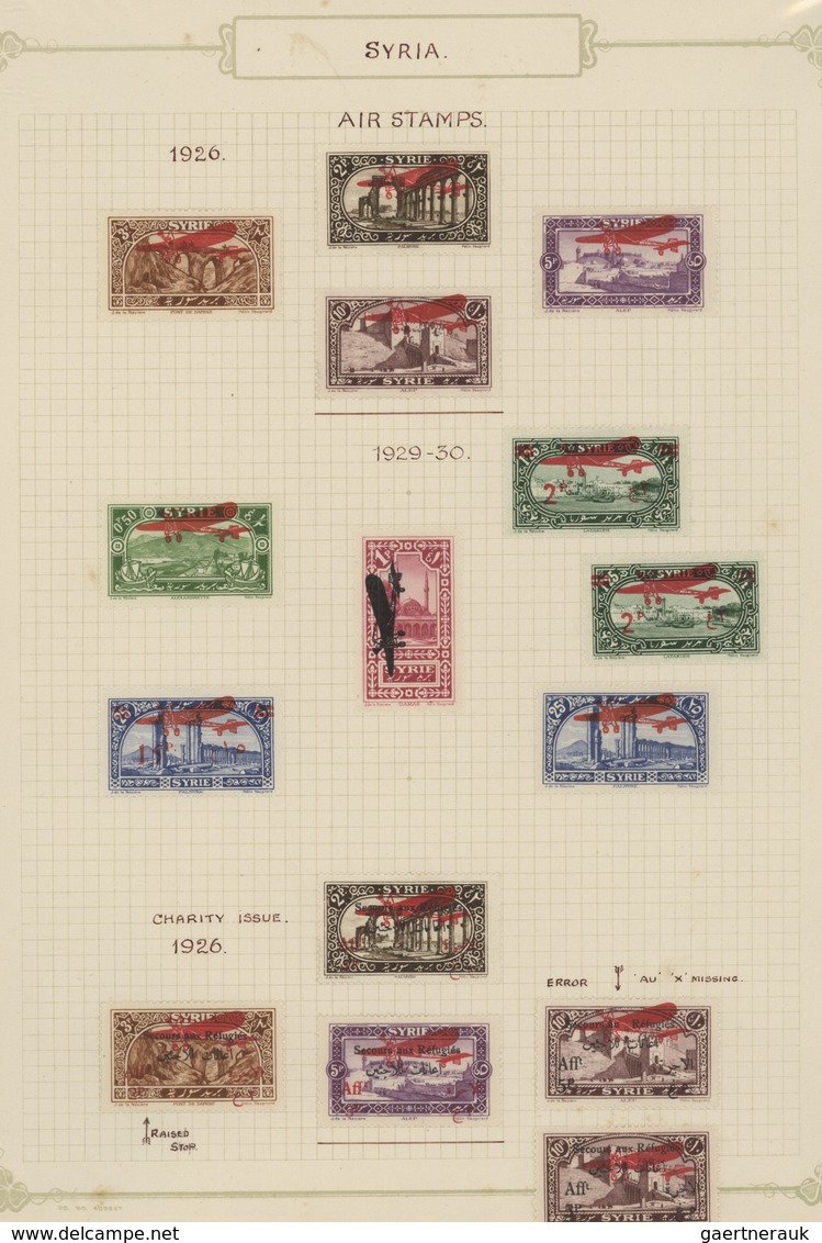 Syrien: 1920-50, Collection on old album leaves starting early french overprinted issues, few sheets