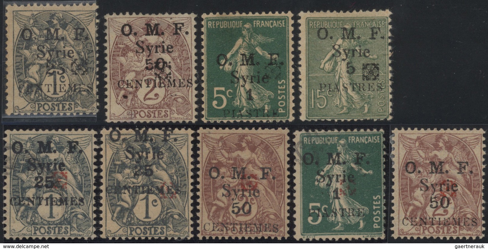 Syrien: 1920-58, Stock Of Mint Stamps And Blocks Including 1920, 4m On 10pa Purple, Surcharge Omitte - Siria
