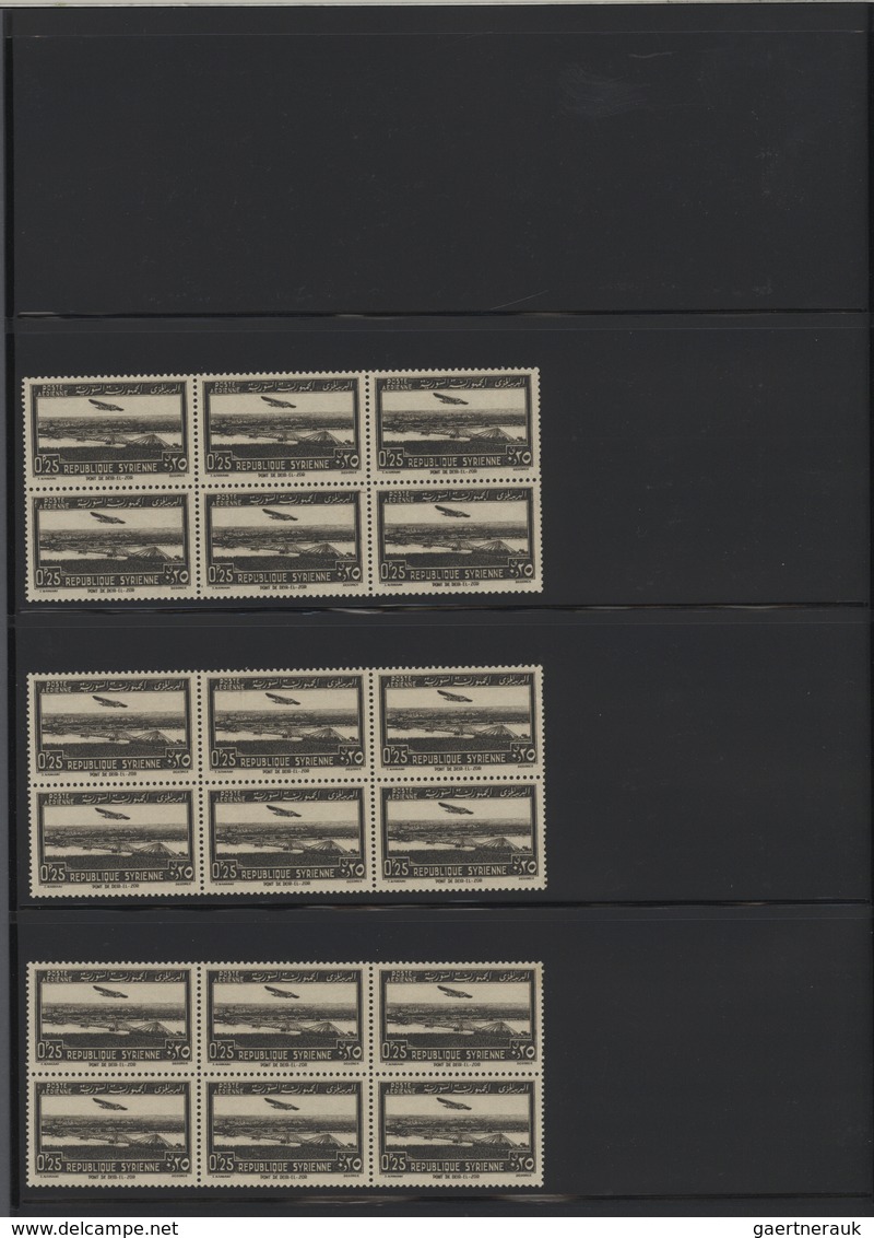 Syrien: 1930-1975, Mint stock in large album with sheets and blocks, including early air mails, over