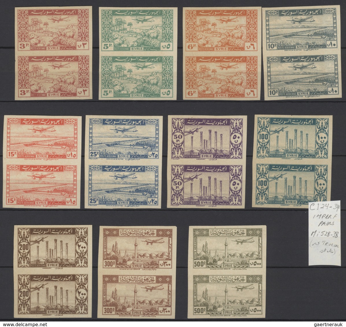 Syrien: 1930-50, Stock of imperf issues in large album including air mails, many imperfs in pairs, m