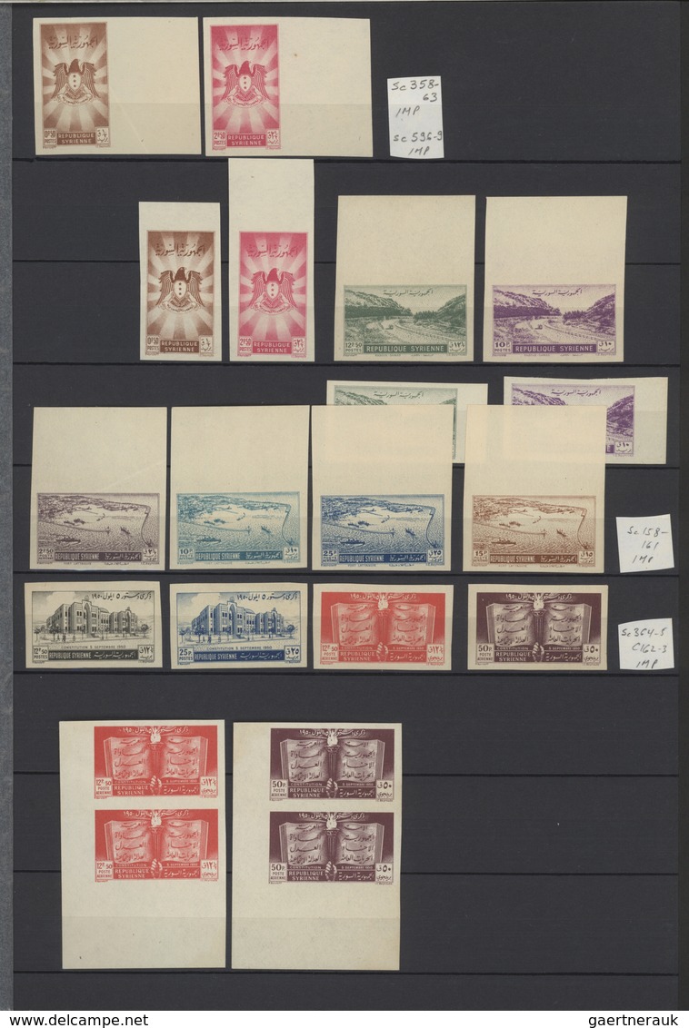 Syrien: 1930-50, Stock of imperf issues in large album including air mails, many imperfs in pairs, m