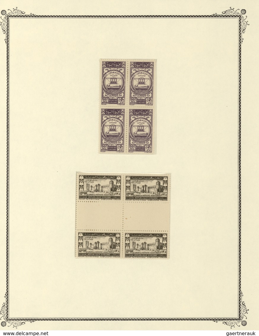 Syrien: 1942/1953, specialised mint collection on album pages, showing blocks of four, plate blocks,