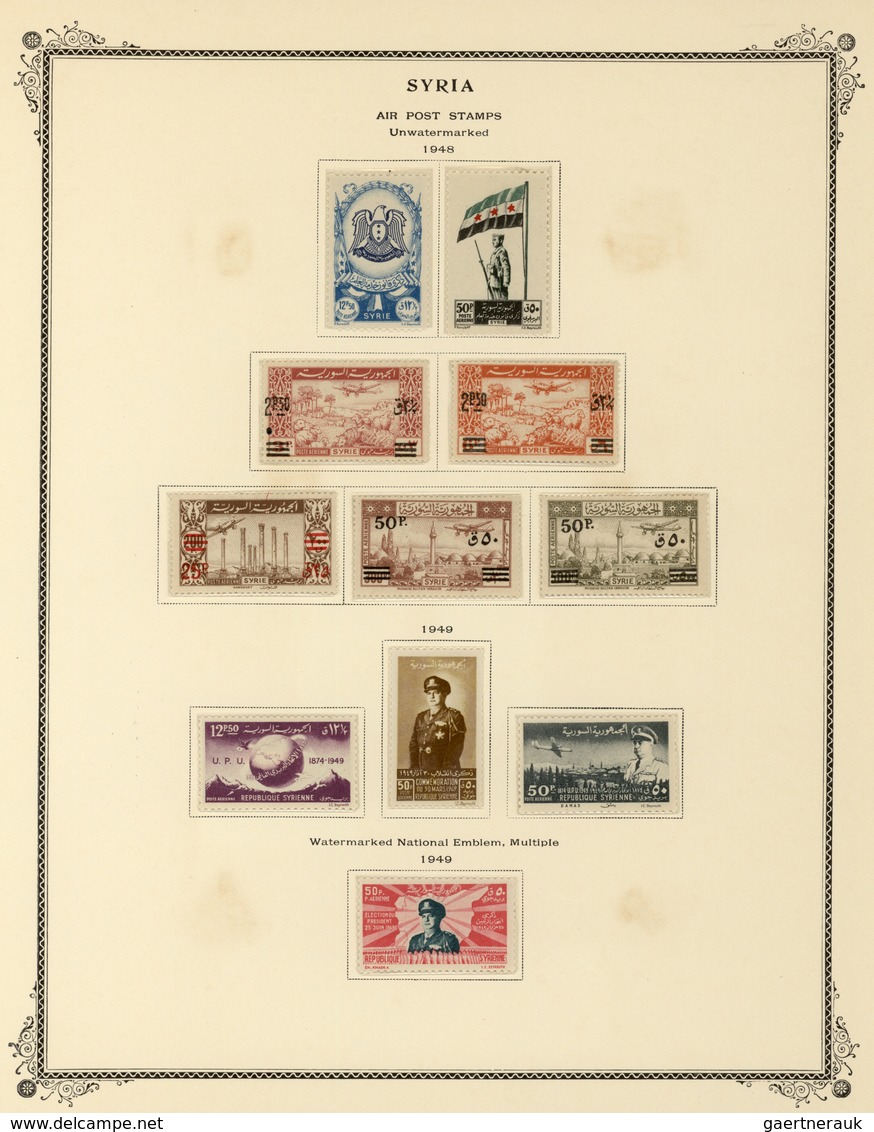 Syrien: 1942/1953, specialised mint collection on album pages, showing blocks of four, plate blocks,