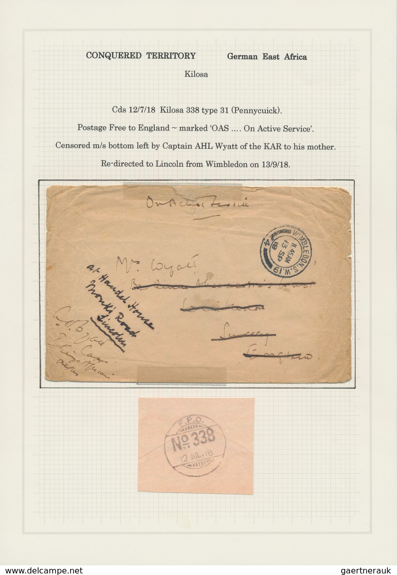 Tanganjika: 1915/1926, Interesting And Valuable Lot With Ca.20 Covers Of A Correspondence From Capta - Tanganyika (...-1932)