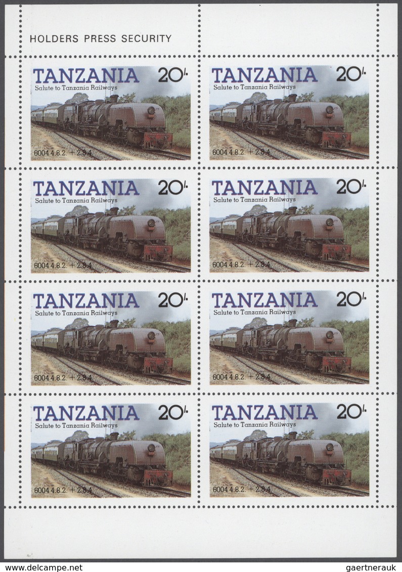 Tansania: 1985/1987, big investment accumulation of full sheets, part sheets and souvenir sheets. Va