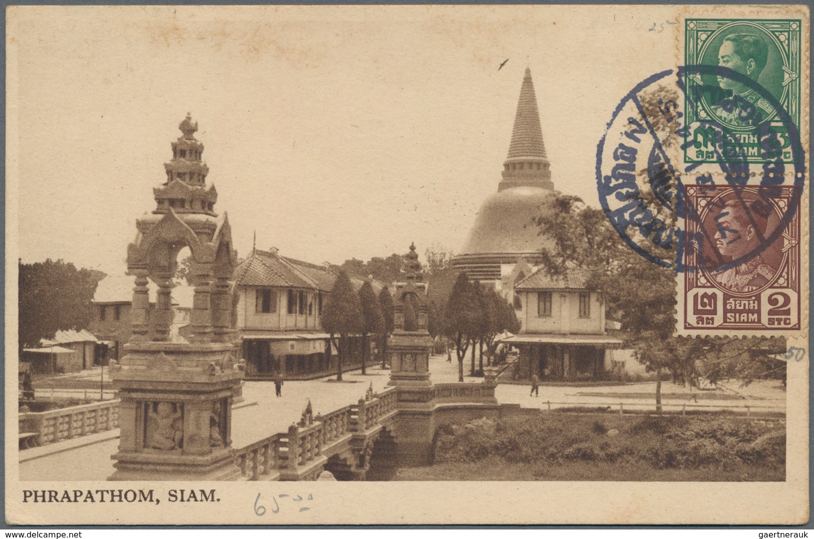 Thailand: 1901/1923, 42 old picture postcards , 25 of them franked with overseas destinations and so
