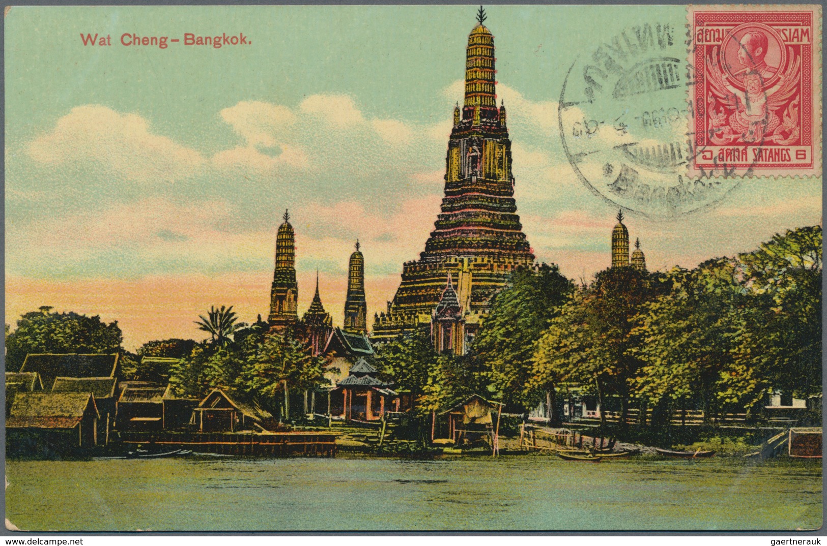 Thailand: 1901/1923, 42 old picture postcards , 25 of them franked with overseas destinations and so