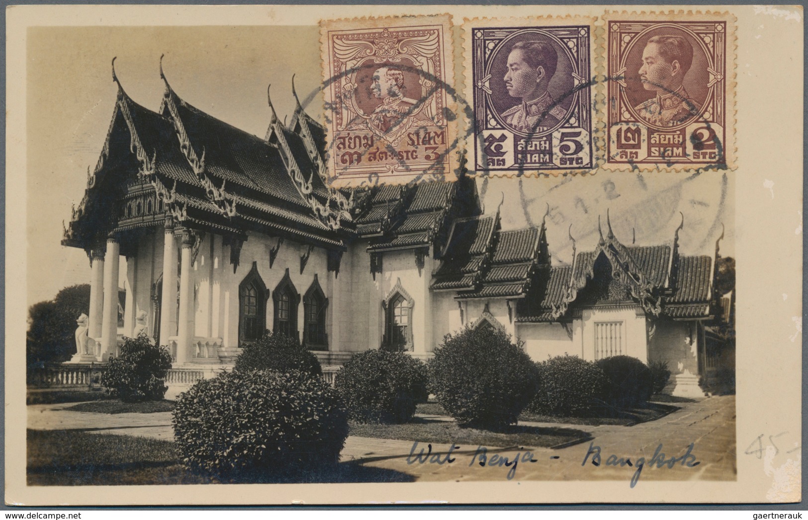 Thailand: 1901/1923, 42 old picture postcards , 25 of them franked with overseas destinations and so