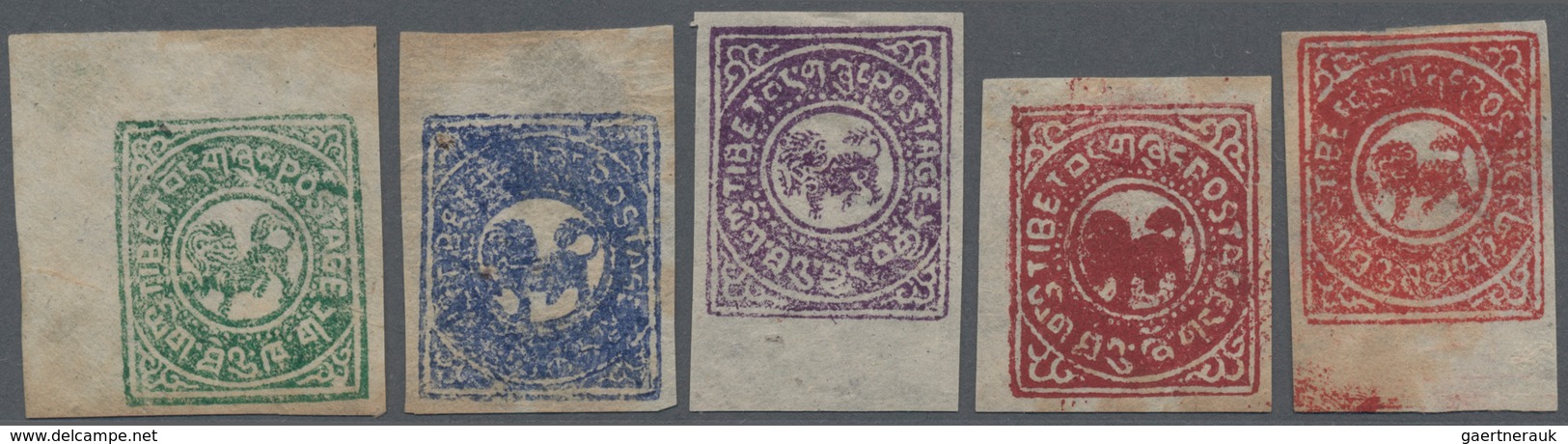 Tibet: 1912/50, Mint And Used Collection On Stockcards Inc. 1st Issue Mint Margin Copy Set Ea. Signe - Otros - Asia
