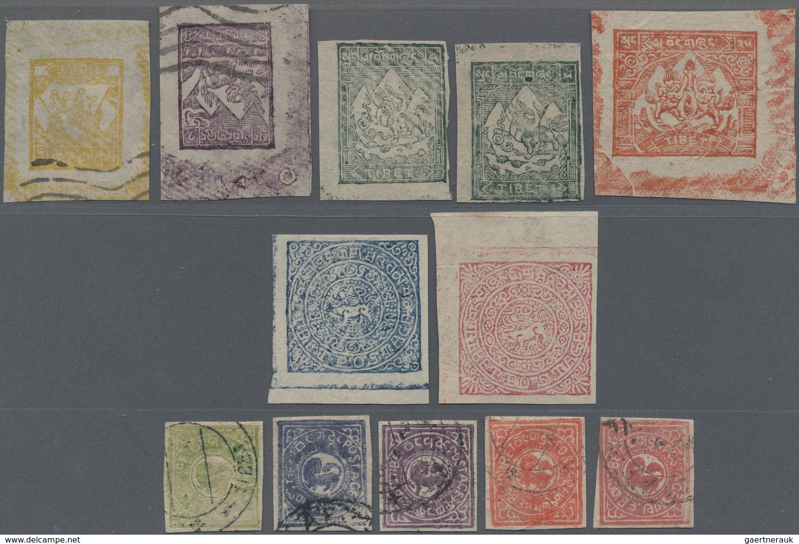 Tibet: 1912/50, Mint And Used On Two Stock Cards Inc. 1 S. Greyish Green And 5 Telegraph Stamps. Als - Asia (Other)