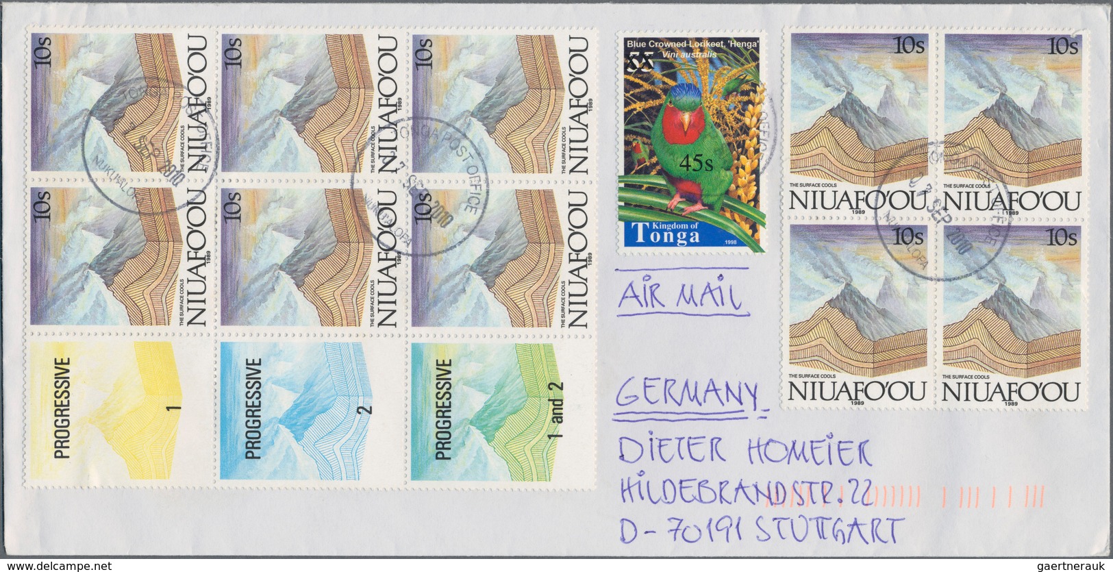 Tonga: 2010, Seven Covers With The Scarce Overprinted Stamps, All Sent To Germany. With Attractive T - Tonga (...-1970)