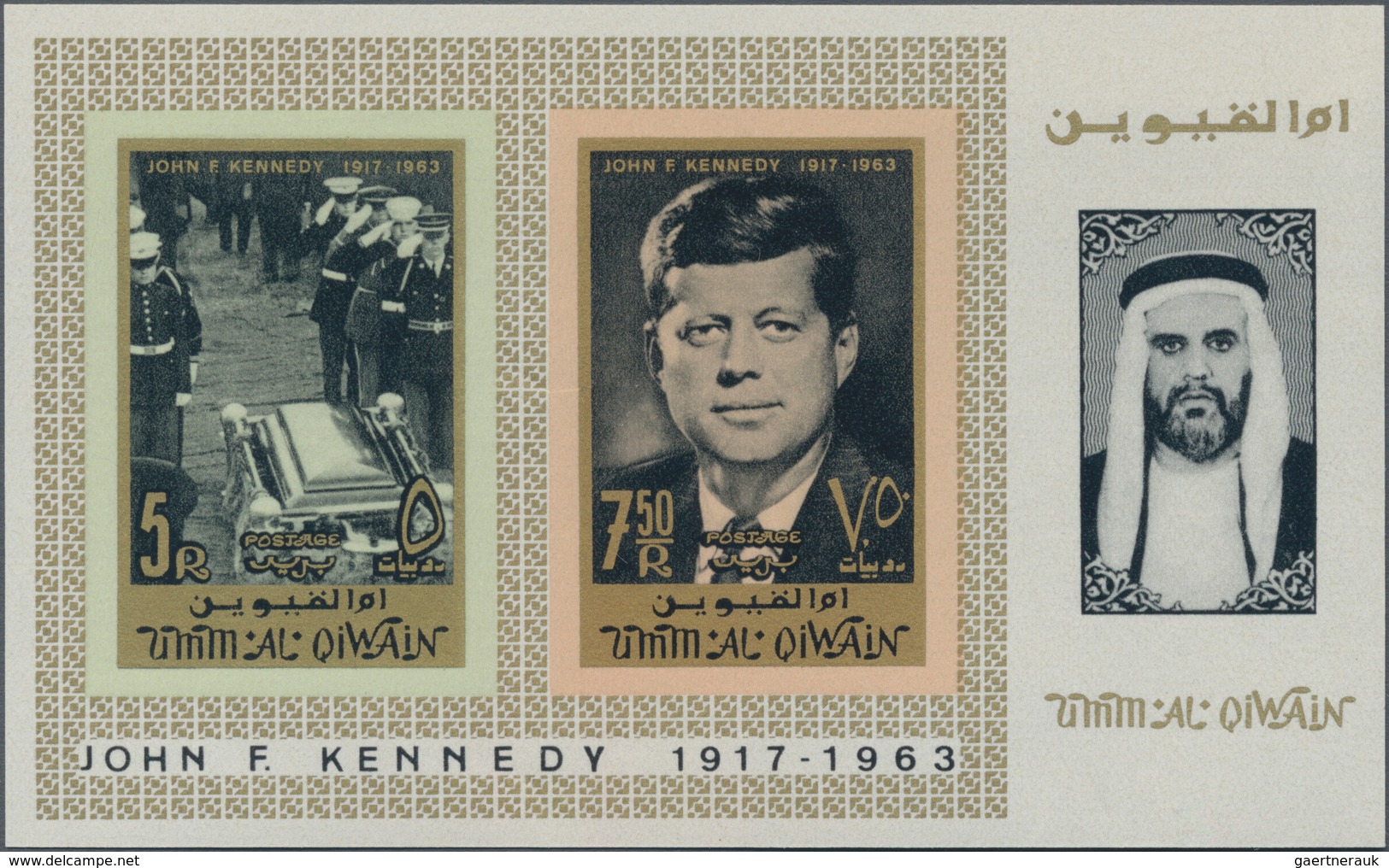 Umm Al Qaiwain: 1965, John F. Kennedy In A Lot With 53 IMPERFORATE Miniature Sheets, Mint Never Hing - Umm Al-Qaiwain