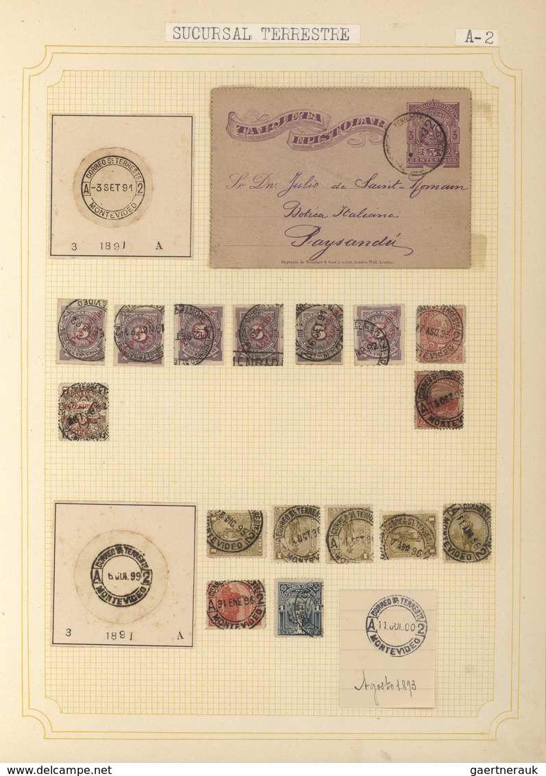 Uruguay: 1880/1950 (ca.), THE POSTMARKS OF URUGUAY, Sophisticated And All-embracing Collection In El - Uruguay