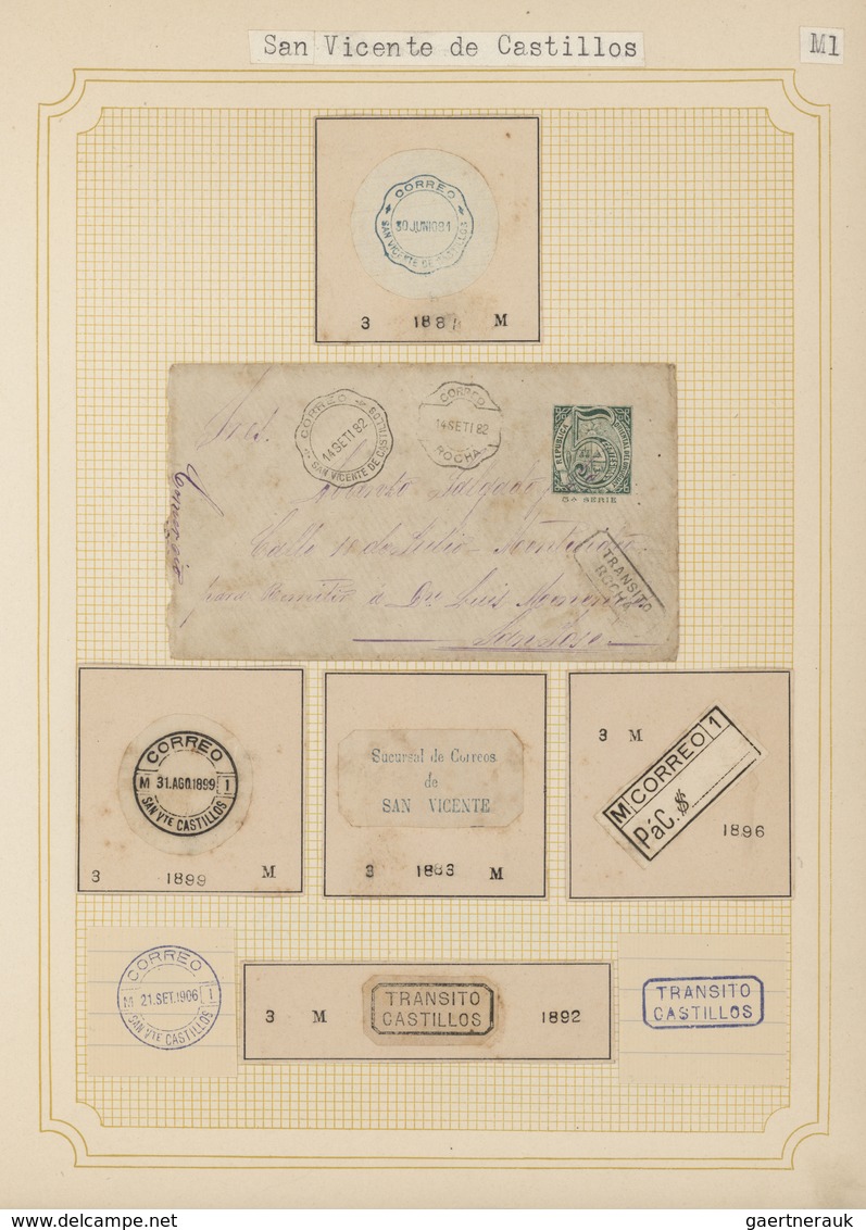 Uruguay: 1880/1950 (ca.), THE POSTMARKS OF URUGUAY, sophisticated and all-embracing collection in el
