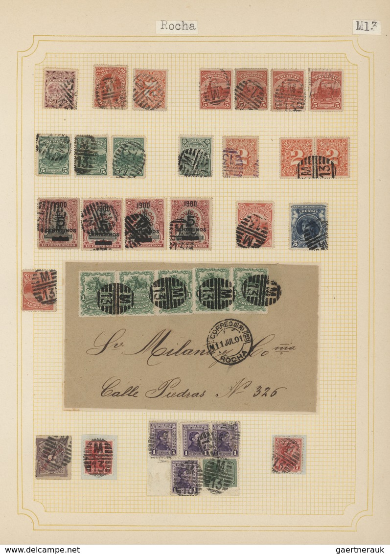 Uruguay: 1880/1950 (ca.), THE POSTMARKS OF URUGUAY, sophisticated and all-embracing collection in el