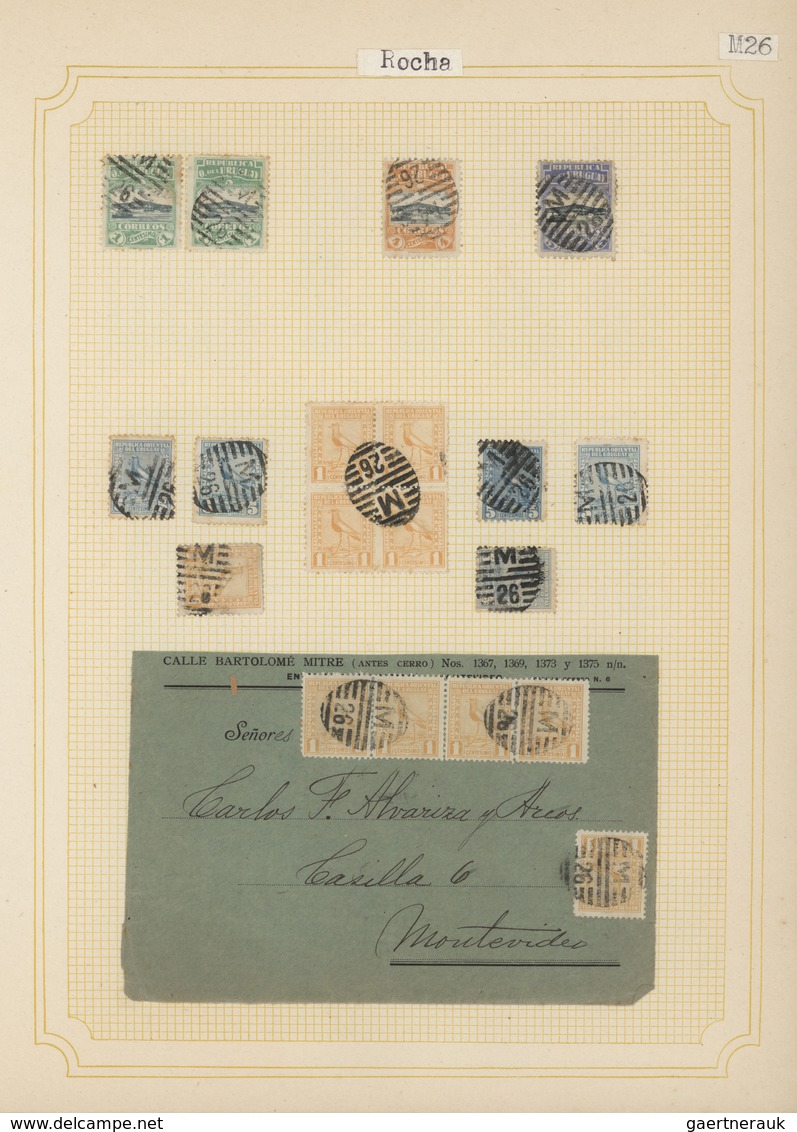Uruguay: 1880/1950 (ca.), THE POSTMARKS OF URUGUAY, sophisticated and all-embracing collection in el