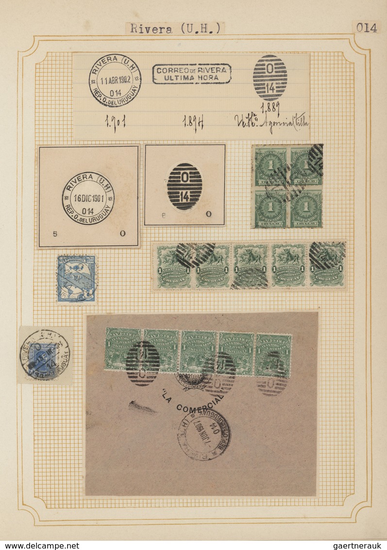 Uruguay: 1880/1950 (ca.), THE POSTMARKS OF URUGUAY, sophisticated and all-embracing collection in el