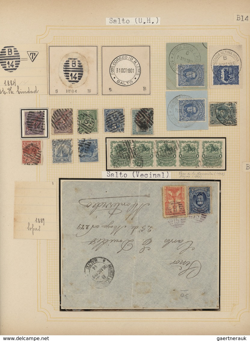 Uruguay: 1880/1950 (ca.), THE POSTMARKS OF URUGUAY, sophisticated and all-embracing collection in el