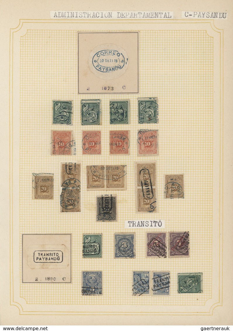 Uruguay: 1880/1950 (ca.), THE POSTMARKS OF URUGUAY, sophisticated and all-embracing collection in el