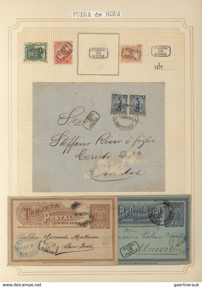 Uruguay: 1880/1950 (ca.), THE POSTMARKS OF URUGUAY, sophisticated and all-embracing collection in el