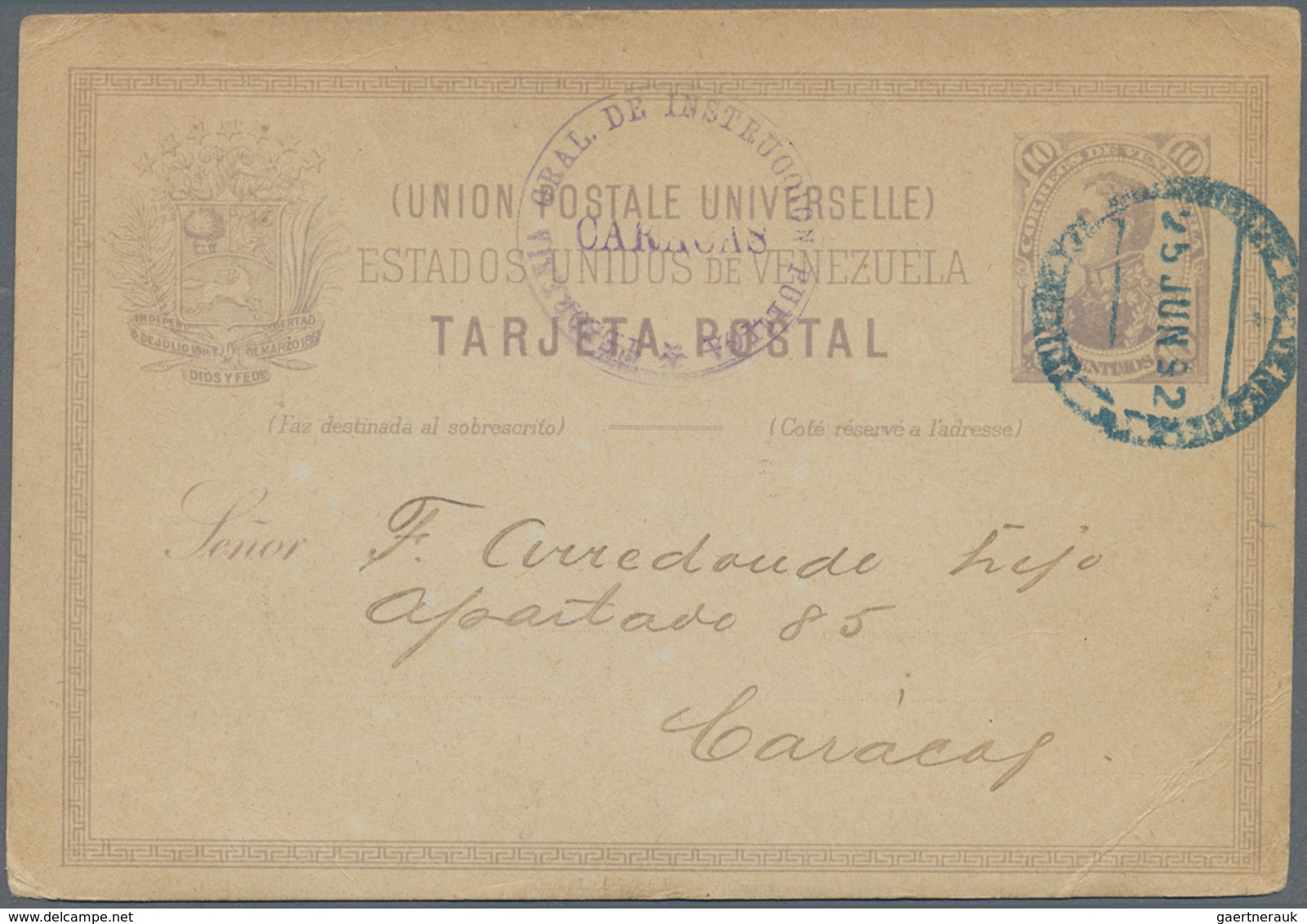 Venezuela - Ganzsachen: 1891/1914 10 Commercially Used Postal Stationery Postcards, Each With Long M - Venezuela