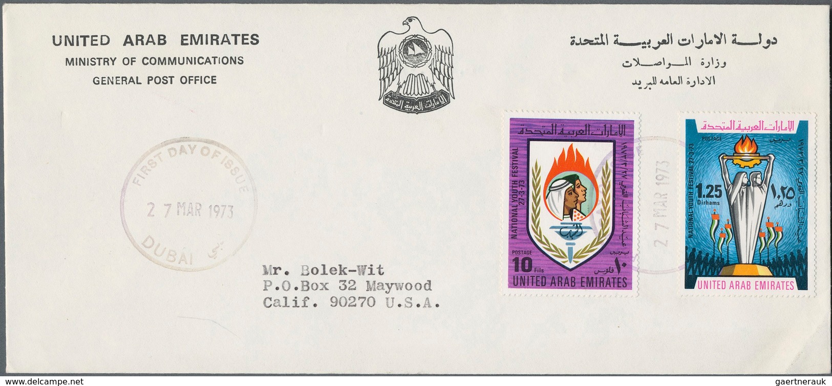 Vereinigte Arabische Emirate: 1973/2002, Covers (17), FDC (2, Traffic Week And Youth Festival), Fran - Emiratos Árabes Unidos