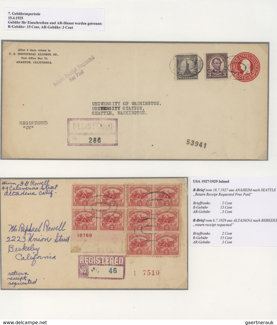 Vereinigte Staaten von Amerika: 1865/1962, AVIS DE RECEPTION, specialised collection of apprx. 85 en