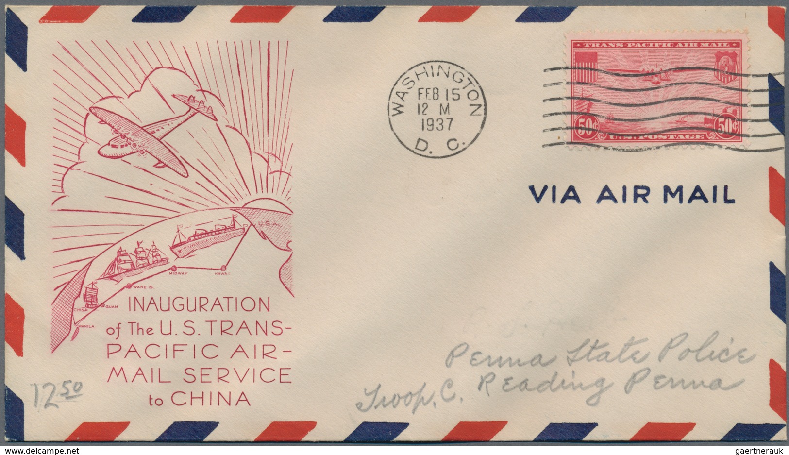 Vereinigte Staaten Von Amerika: 20c, 25c, 50c China Clipper Issues On First Day Covers (Scott C20-C2 - Sonstige & Ohne Zuordnung