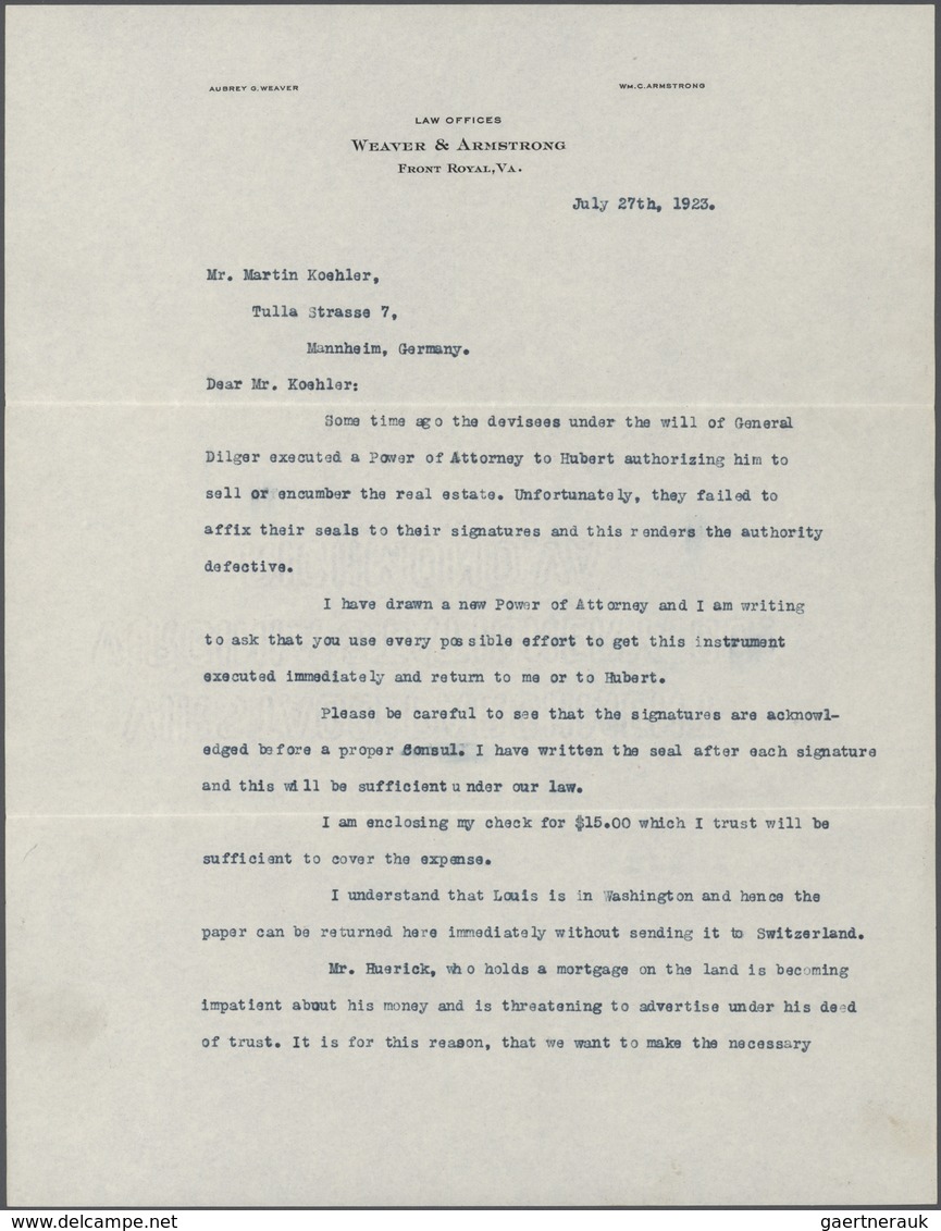 Vereinigte Staaten Von Amerika - Besonderheiten: 1900/1925 (approx). Extensive Correspondence Betwee - Otros & Sin Clasificación