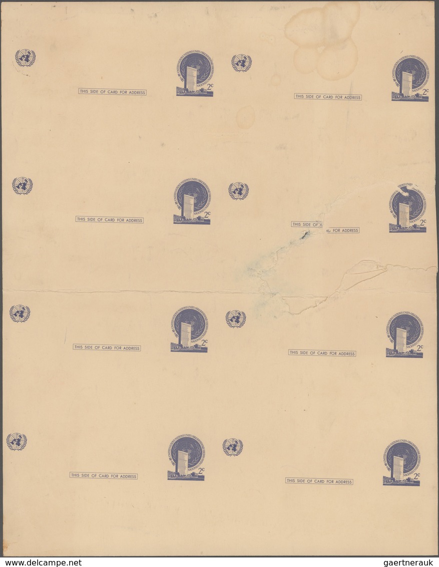 Vereinte Nationen - New York: 1952/1994, POSTAL STATIONERY VARIETIES: 1952 2c. Postal Card, Plate Pr - Otros & Sin Clasificación